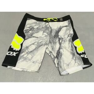 Fox Racing Mens 36 Board Shorts Marble Print Neon Yellow Black 29090 20" inseam